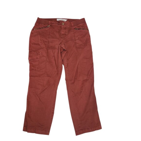 Sonoma Pants Cotton Rust Brown Boho Fall Zip Pockets Womens 12 Cargo - Picture 1 of 8